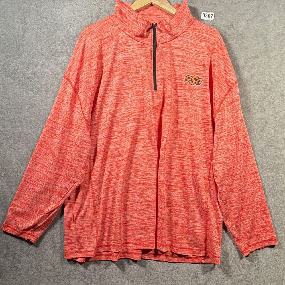 Russell Oklahoma State Cowboys NCAA 1/4 Zip Pullover Jacket Orange Size 3XL